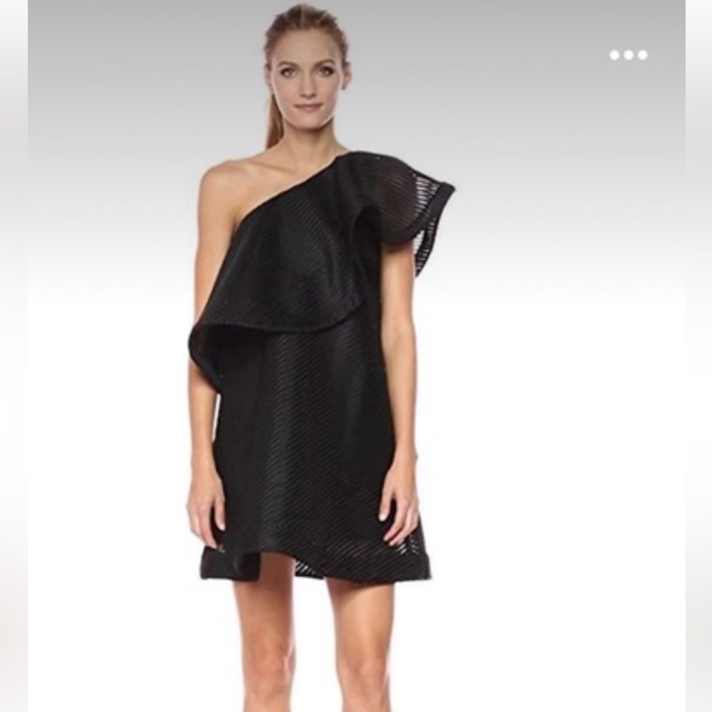 Halston Heritage Black One-Shoulder Dress